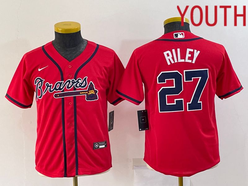 Youth Atlanta Braves #27 Riley Red Game 2022 Nike MLB Jerseys